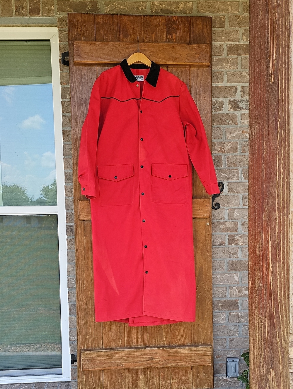 Vintage American West Red Canvas Jacket with Black Collar